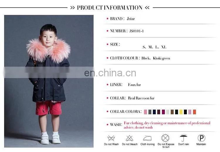 Winter best warm 100% cotton kids fur hood parka jacket