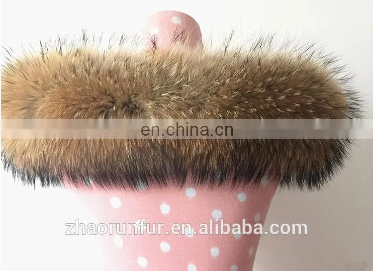 Real raccoon fur collar for garment wholesaler raccoon fur trim/piping