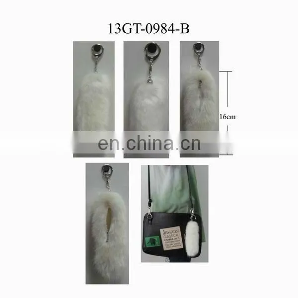 fashion soft white fox tail fur accessories, fur tail keychain accessory