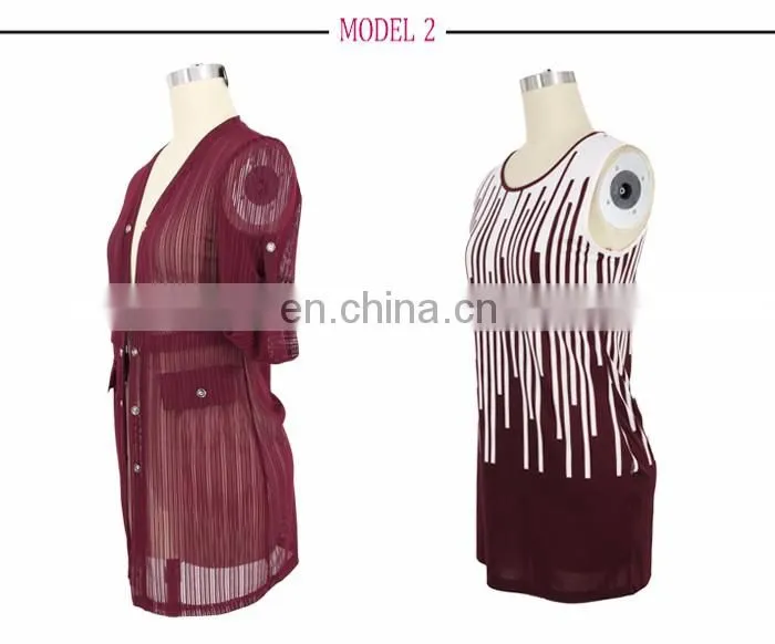 European Design Summer Long Solid Cardigan Roll Up Sleeve With the Vest Printed Dress Women's Set Suit Dress