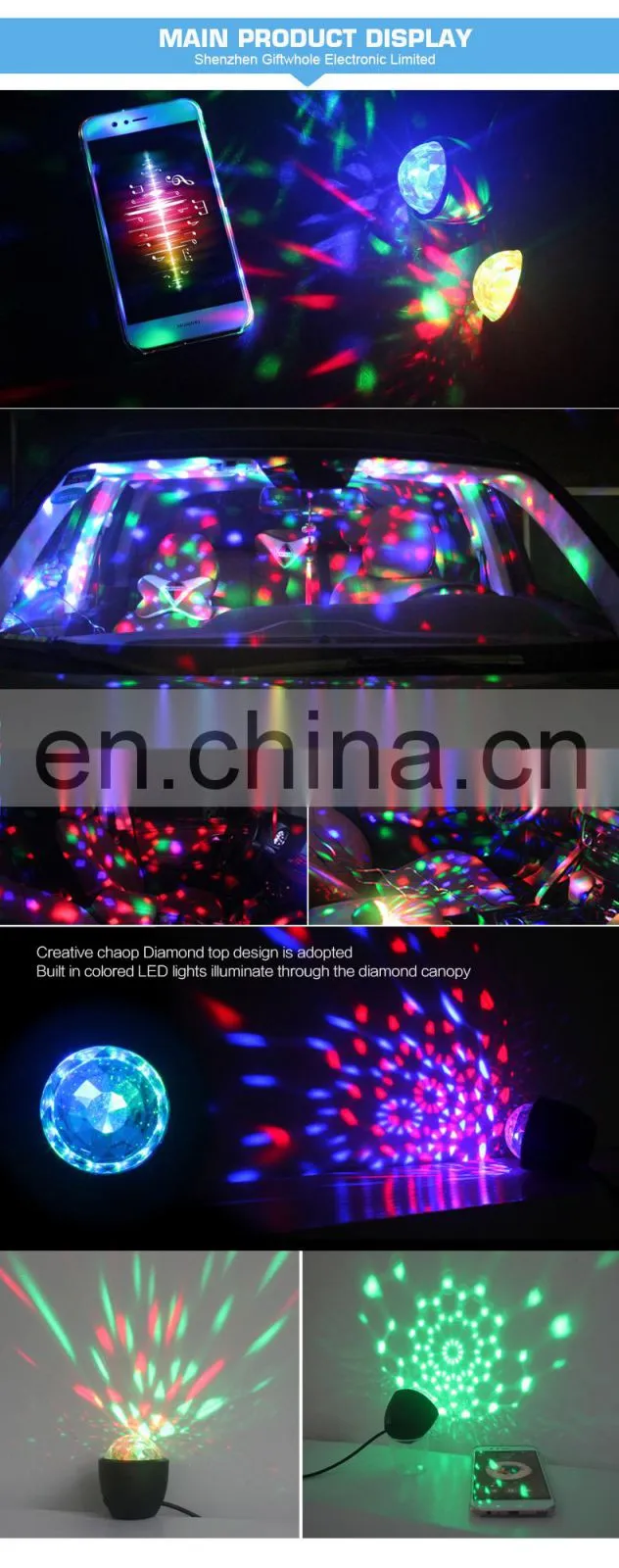 2019 Sound Control Custom Magic Disco Ball Laser Light Moving Lights Portable Colorful 5v 3w Usb LED Using Disco Light RGB 30 80