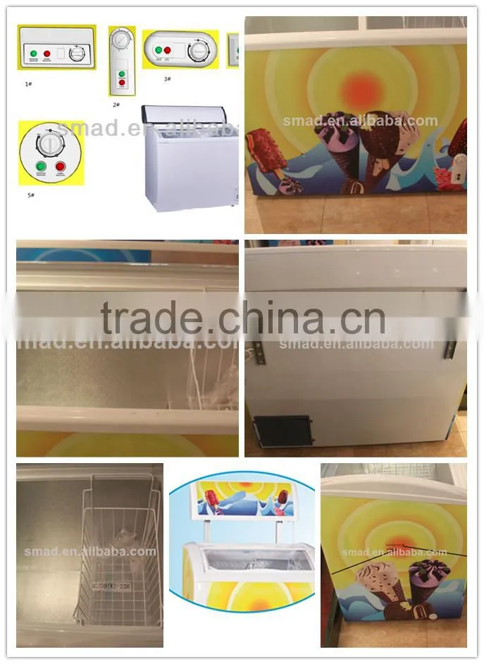 newest style counter top curved glass door chest freezer