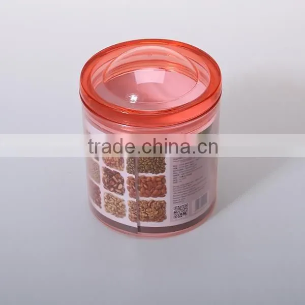 500ml cylindrical shaped plastic seal canister with lids