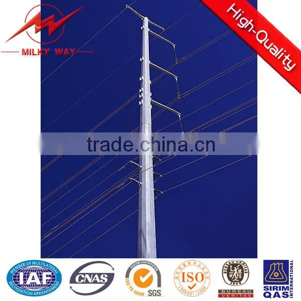 SGS 10m 12KN outdoor galvanized steel mast pole for Africa