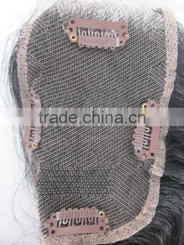human hair silk PU base top lace front closure hair pieces