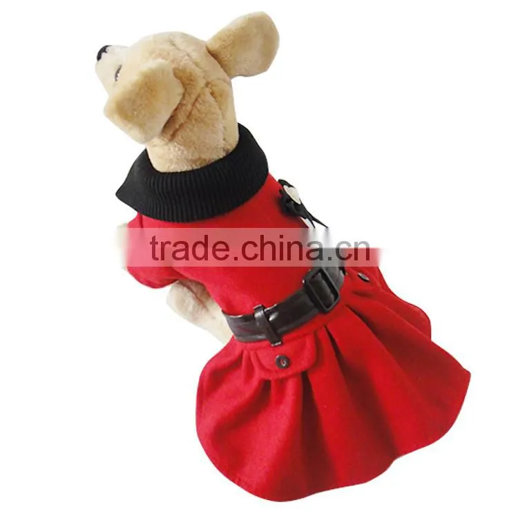 High Collar Large Skirt Dog Wool Coat fit for Spring Autumn and Winter