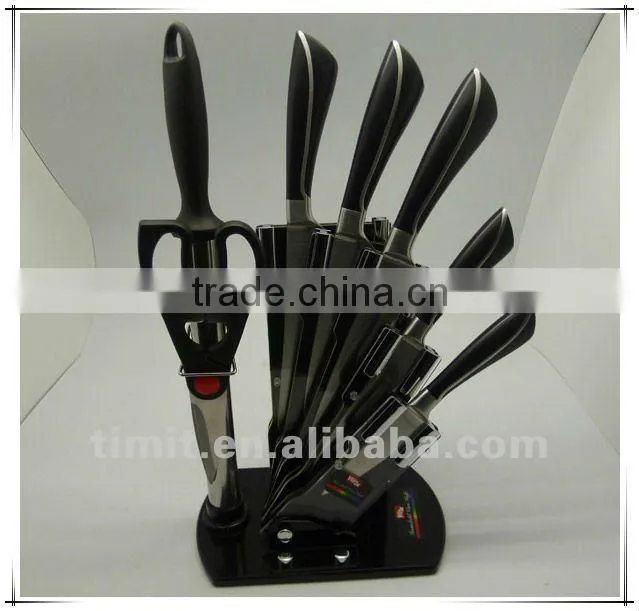 8pcs stainless steel solid handle good quality with block kitchen knife