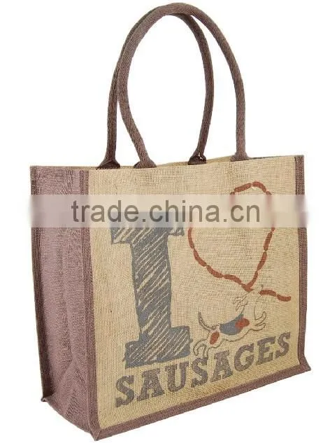 2016 Large customized logo jute wine bottle bag wholesale
