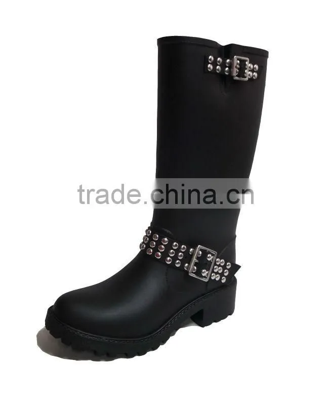 Fashion PVC Rain Boots Women with Rivets