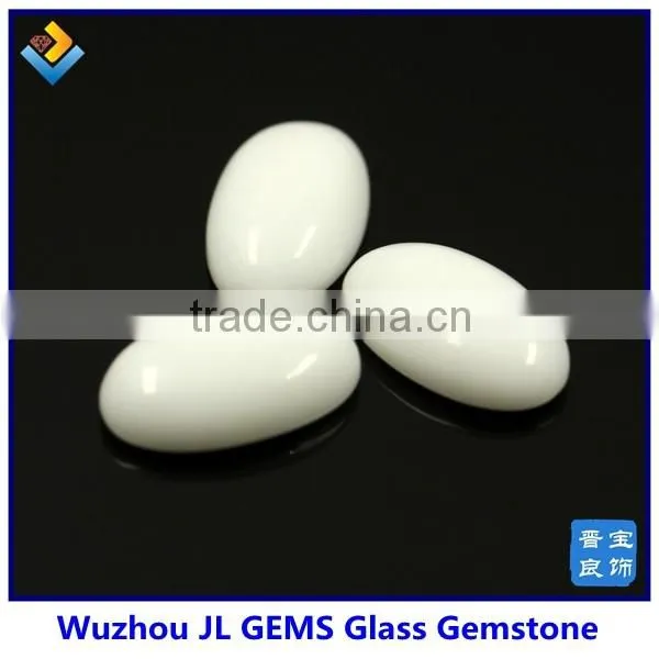 Milky white glass gemstone oval cabochon stone for jewelry