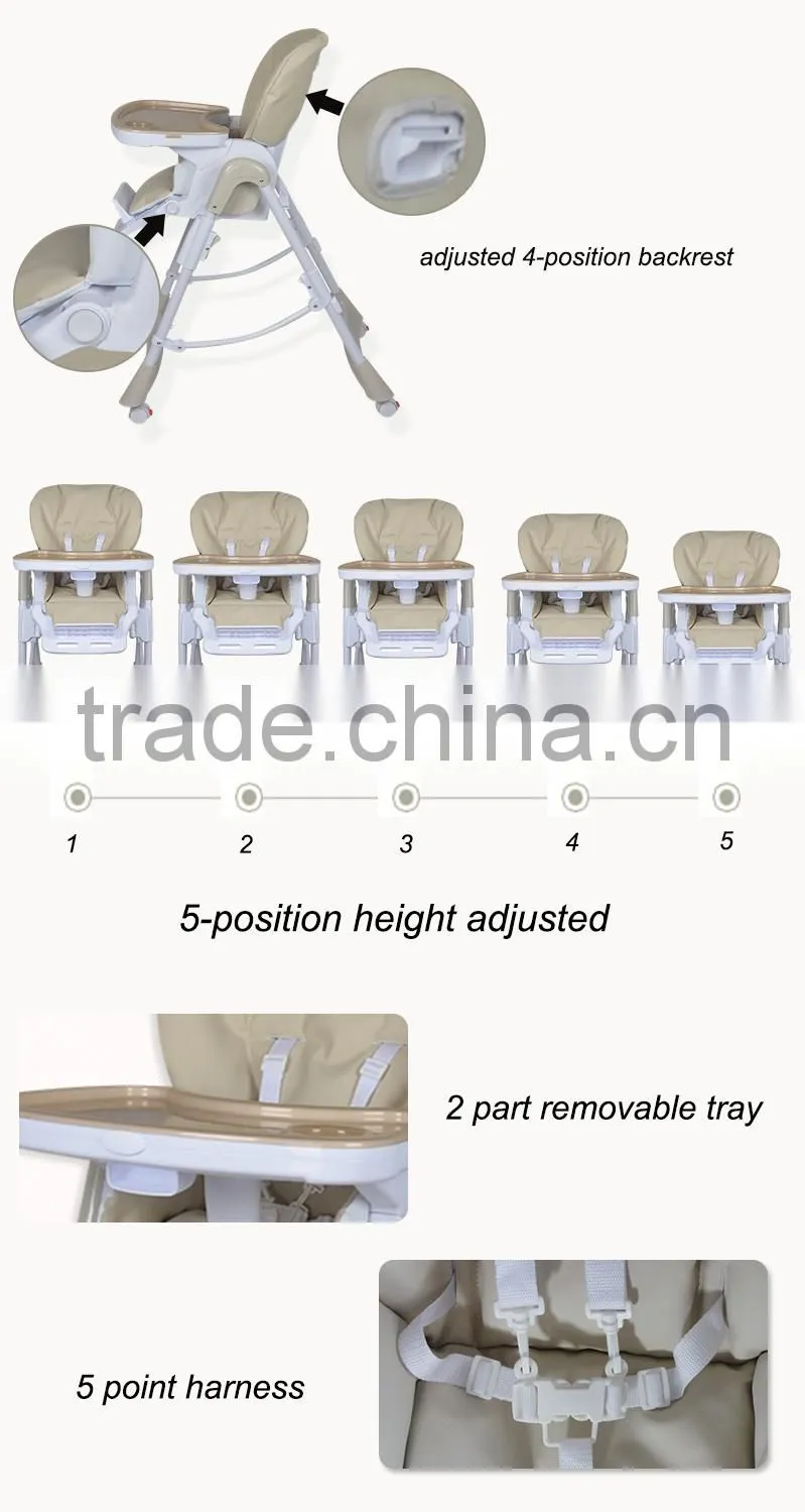 2016 New Product Baby Dining Chair Safe Design Folding High Chair