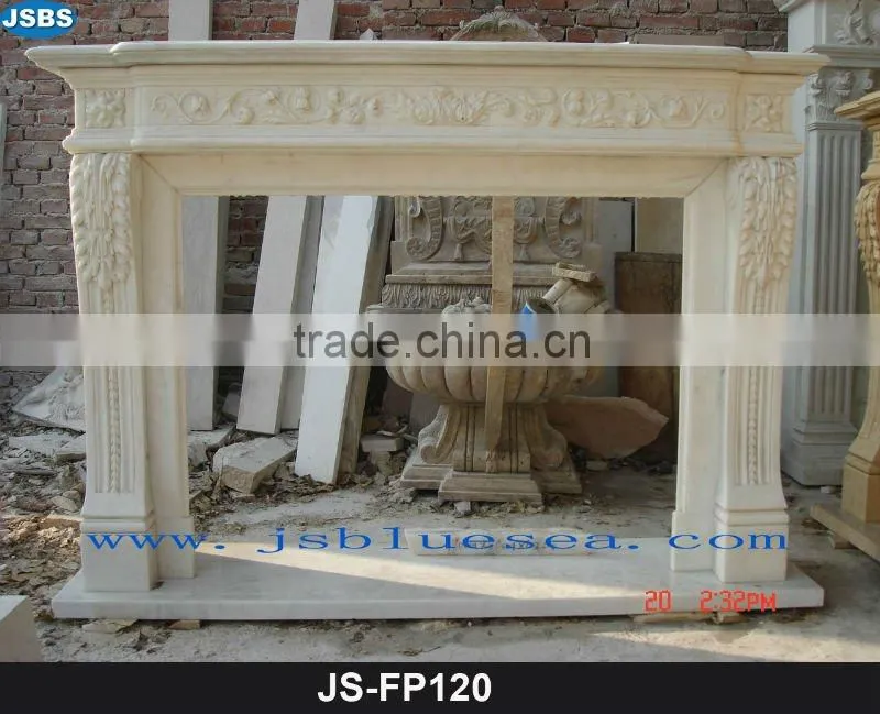 Indoor white marble fireplace design