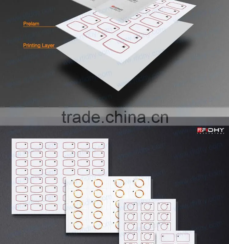 Customized long distance rfid prelam 13.56mhz rfid card inlay