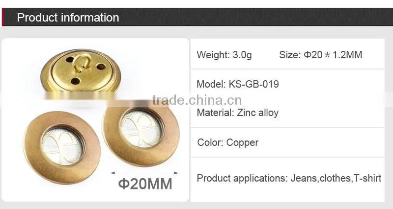 High Quality Fashion Copper Garment Sewing Button