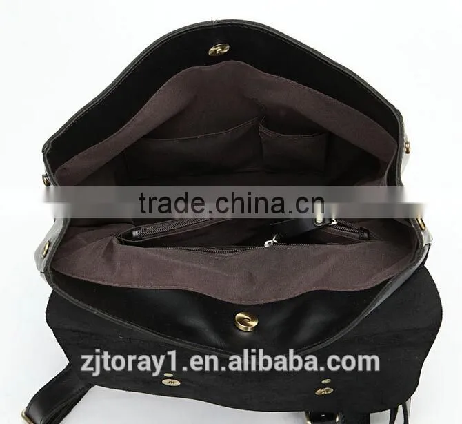 Black Leather Backpack Bag Work Backpack for Men