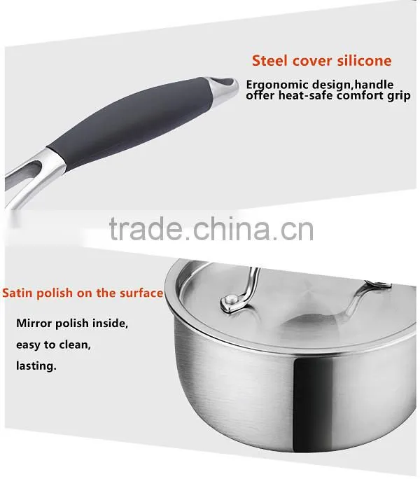 Tri-Ply Stainless Steel Milk Pan With Cover