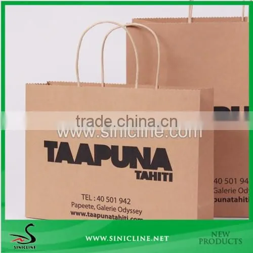 Sinicline Design Cheap Kraft Paper Bag With Black logo Printed