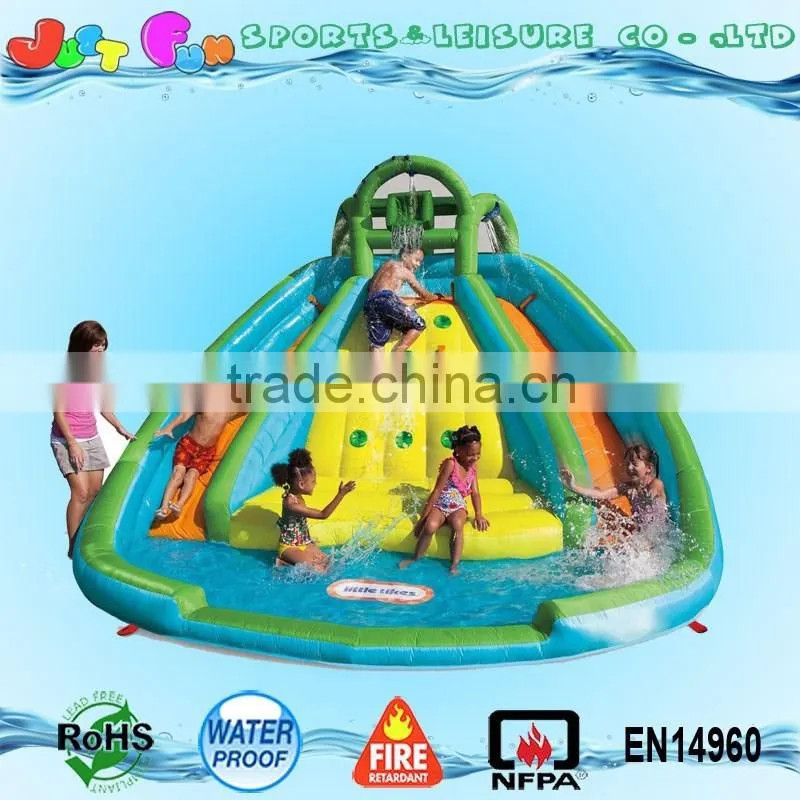 two lines commercial grade inflatable water slide with climbing wall