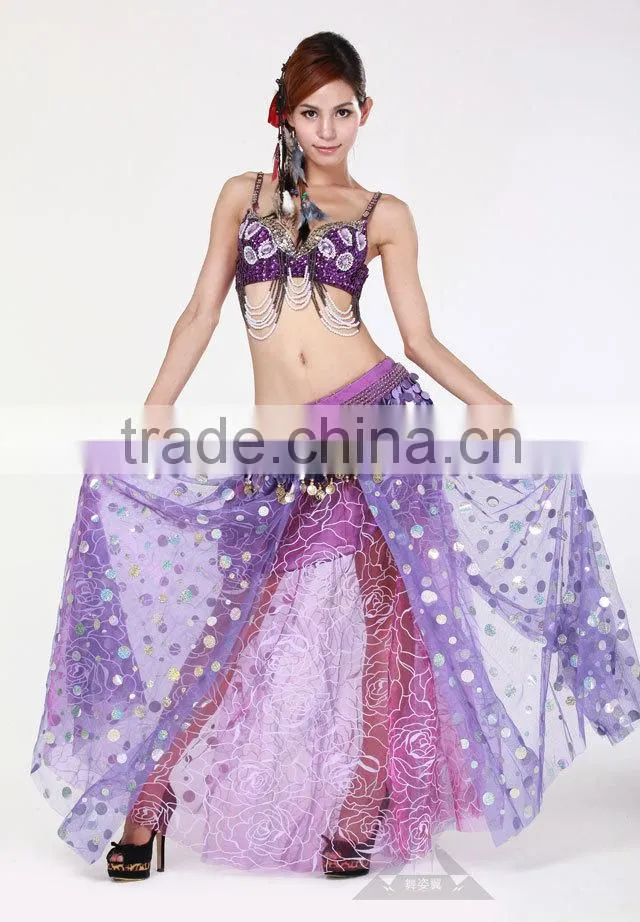 Wuchieal belly dance Bilateral open fork skirt cheap
