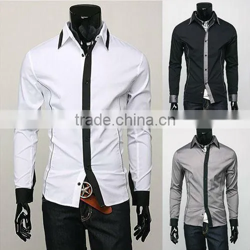 Hot new products for 2016 uk fashion latest new model 100% cotton slim fit men's long sleeve shirt