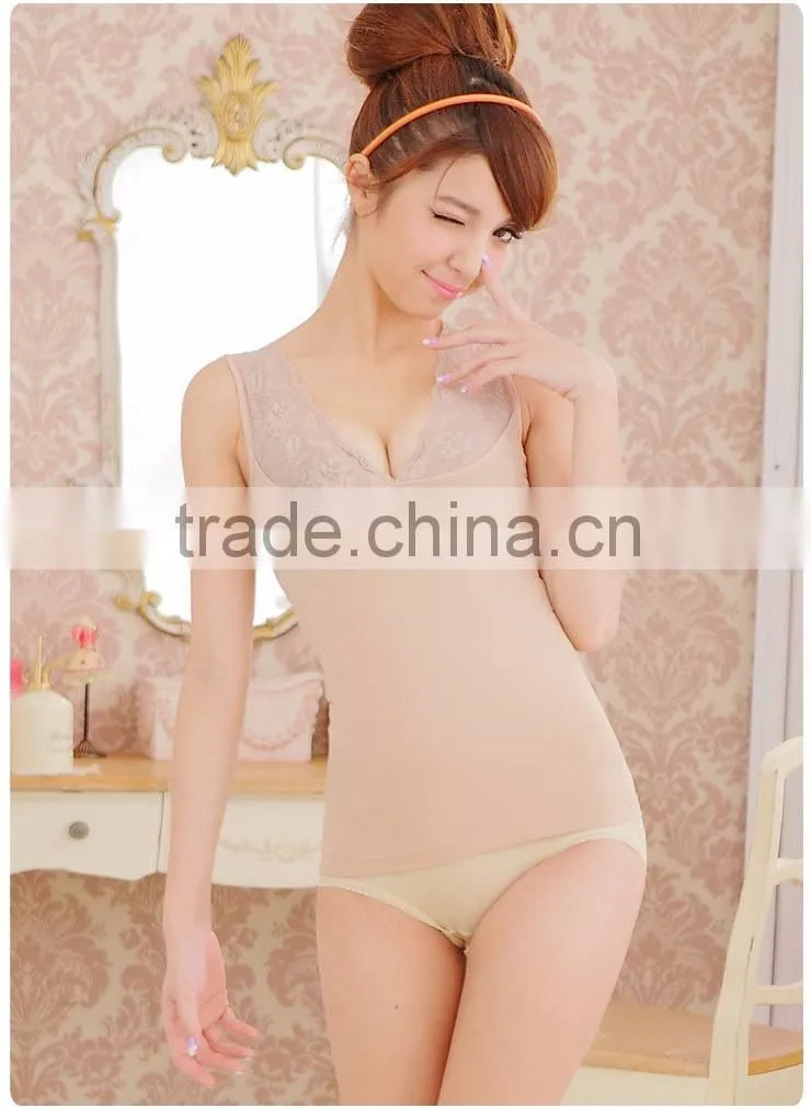 2016 New Slimming Underwear Tanktop Lace Collar Vest Ladies Abdomen Chest Supporting Corset Shapewear