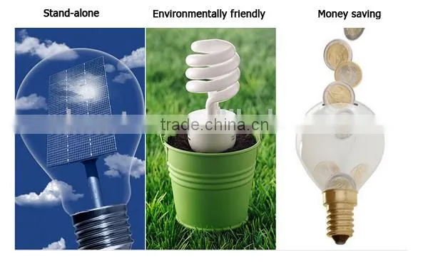 Energy saving lamp rechargeable light bulb with 2w solar panel