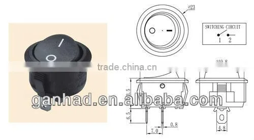 Round appliance rocker switch ON OFF&8A 250V UL ENEC Rocker swtich