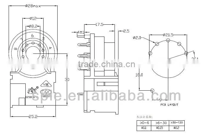 7 pin TV CRT Socket GZS8-6-5
