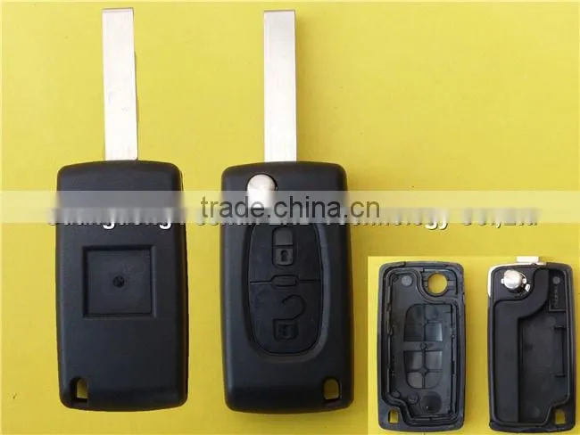2 button flip folding remote car key shell for Peugeot 407 CE0523