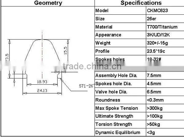 2013 New bicycle rim carbon rims 23.5mm deep for 26er mtb bike