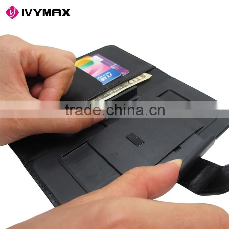 Manufacturer wholesale PU leather universal smart phone wallet case with plastic slider for all phones