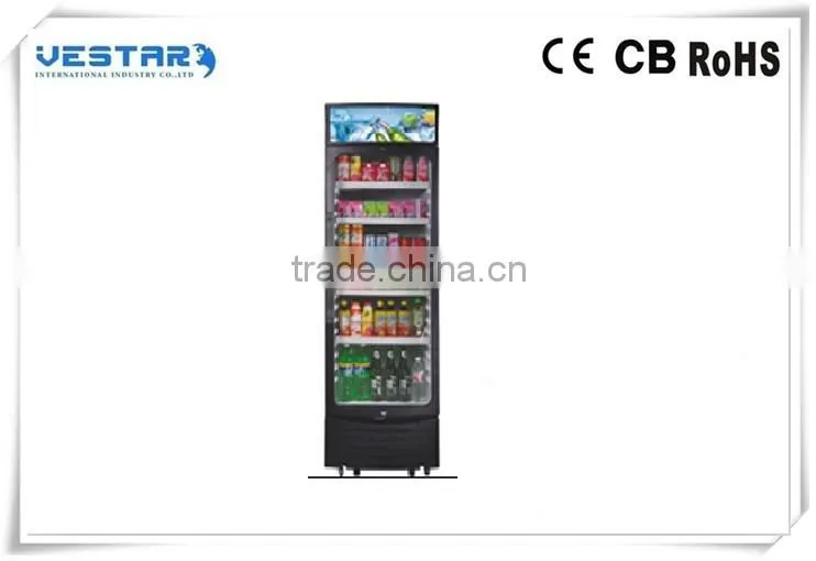 import export algeriaoutside condenser 350L VSC-350 upright glass door refrigerator From China Supplier
