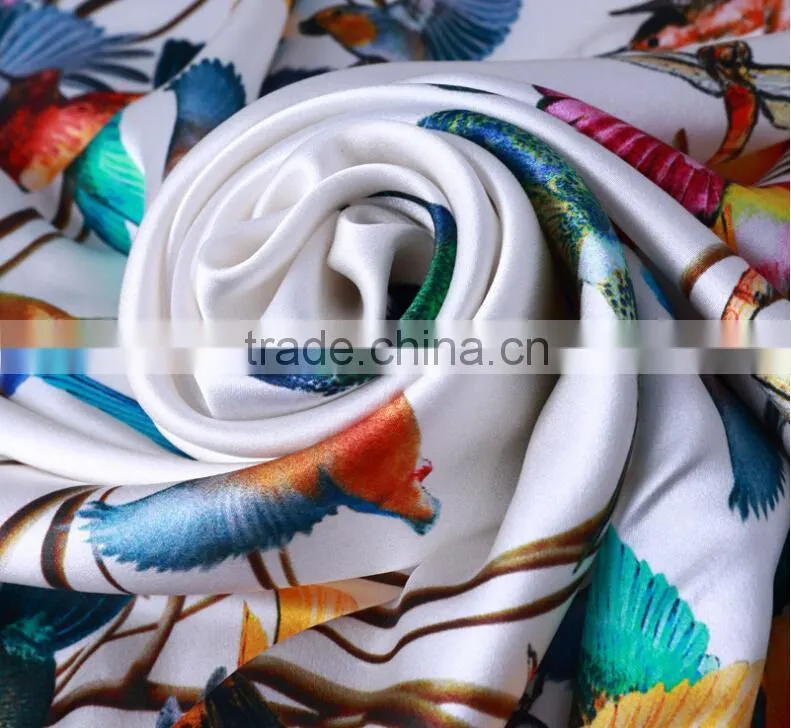Coloeful design for 100% silk square scarf,16 mm, crepe