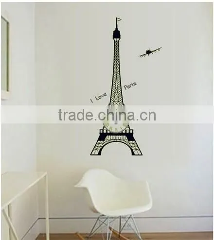 luminous sticker paris Home wall sticker clock