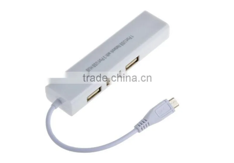 3 Port USB 2.0 Hub 1 Port USB Network Adapter USB to RJ45 Lan Card Ethernet