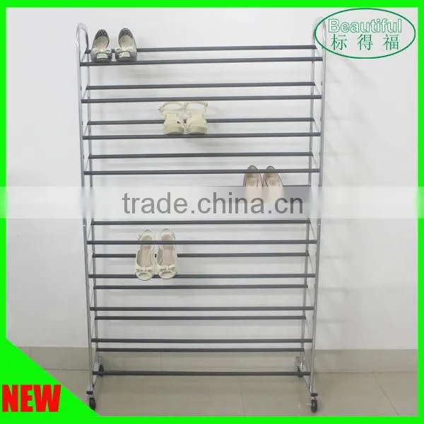 Practical 10 Tiers Shoe Display Rack Anti-slip Moveable Shoes Shelf