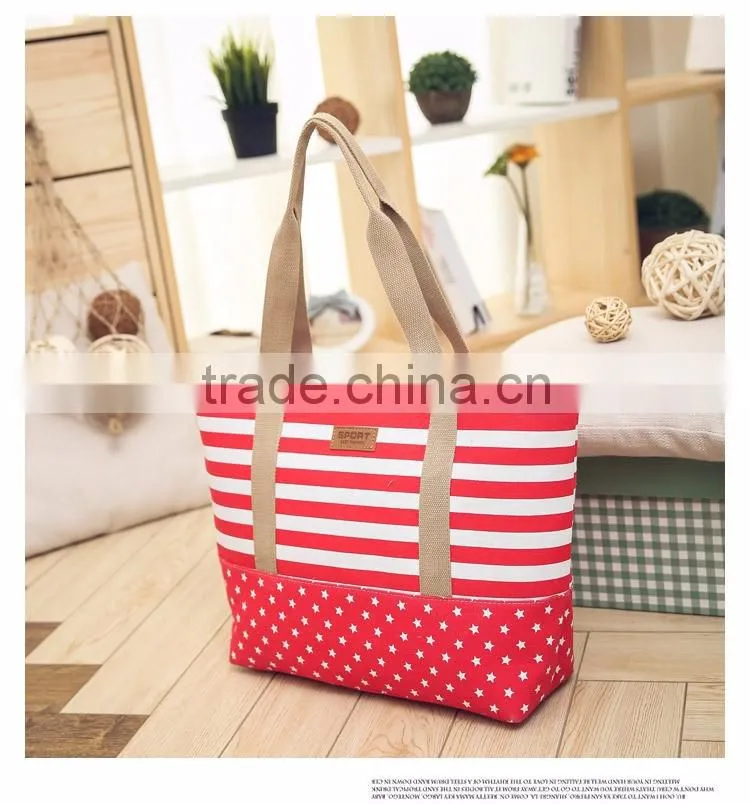 Cotton canvas beach tote bag