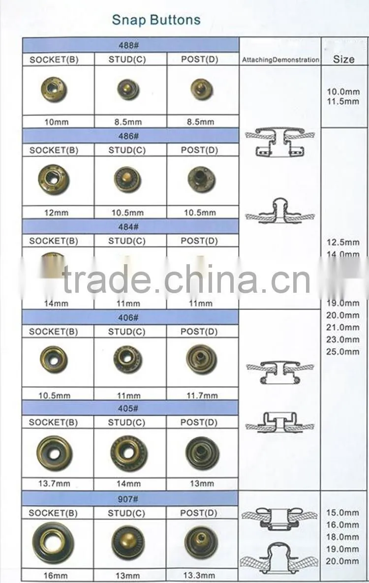 fashionable brass 10mm custom snap buttons