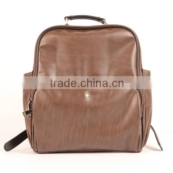 backpack laptop latest design Korea style PU leathe backpack with laptop compartment for man