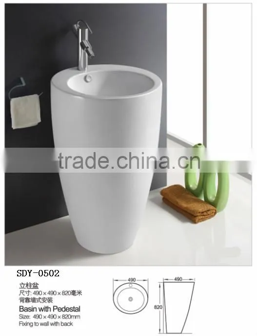 ceramic round wash pedestal basin bathroom big size basin