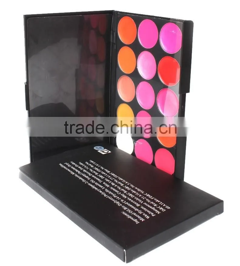 OEM Professional lipgloss palette 15 color high light blusher