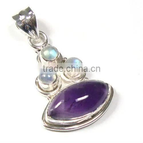 Natural blue tibetan turquoise 925 silver fashion pendant