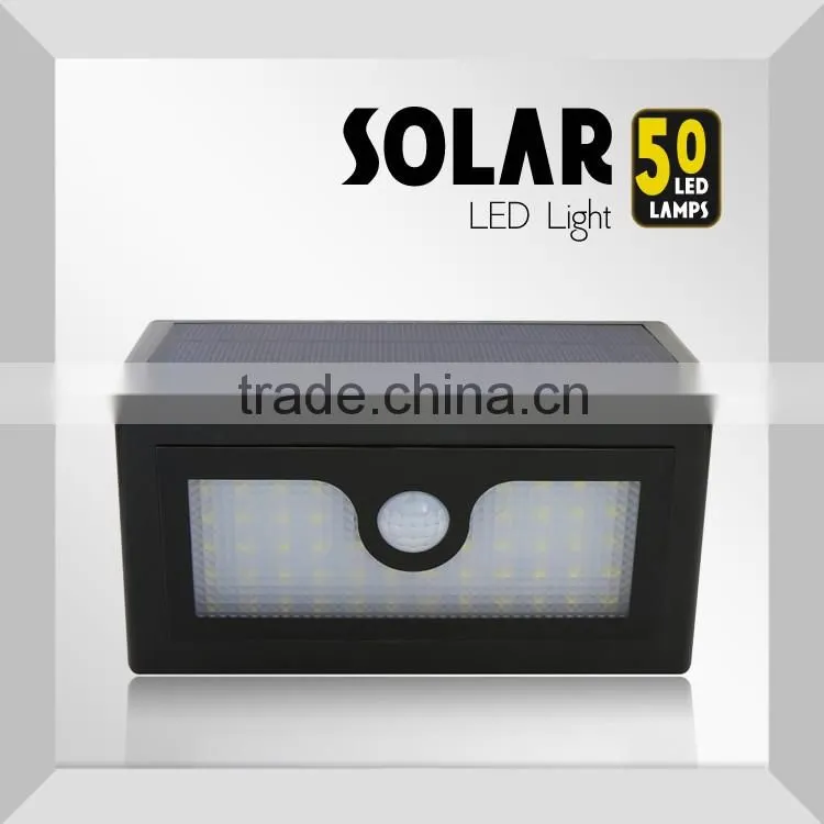 Easily-install Solar Powered Security LED Light, LED Solar Motion Sensor Light with 50 Super Bright LEDs