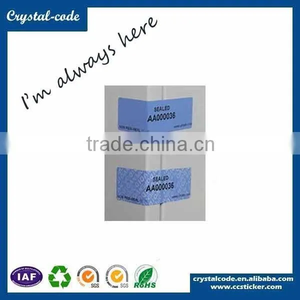 Self adhesive anti-fake security tag sticker labels
