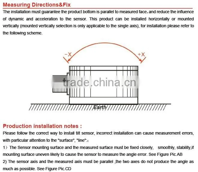 ACA610T High Accuracy 1-axis Analog Type Inclinometer , Analog Slope Sensor +/-5V or 0-10V Output Optional