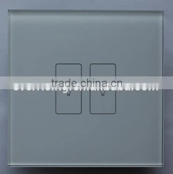 New design HY302HD 2 gang top quality glass screen wall touch switch with indicator light