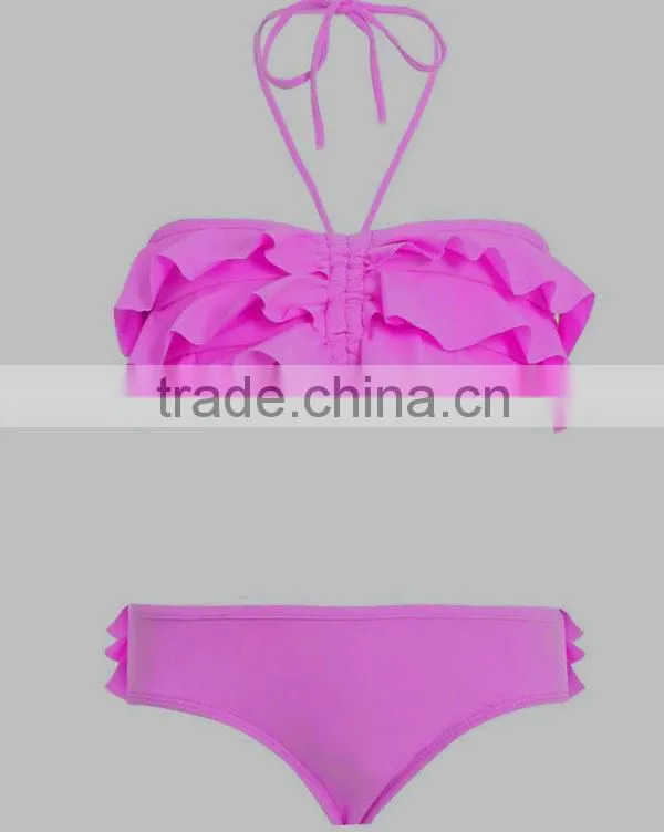 Latest fashion ruffles sexy kids bikini with various colours