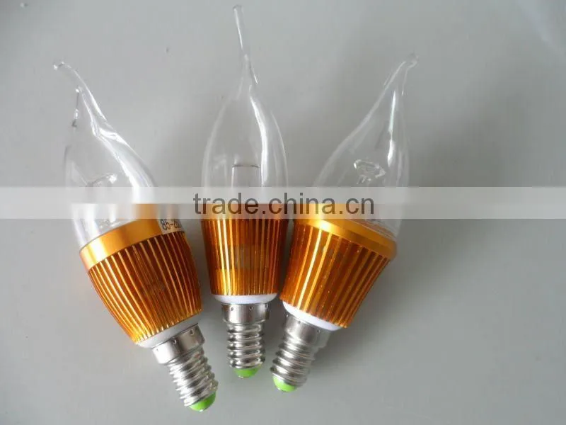 high power 3w led candle bulb e12