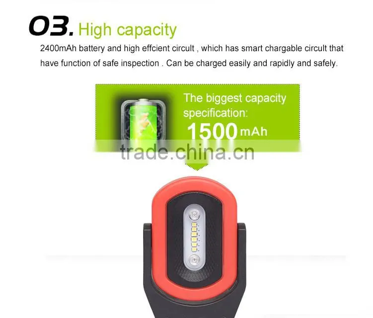 Rechargeable LED work lamp with red and blue warning light and SOS function