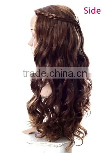 Long braided synthetic kinky curly u part hair side party wig 2015